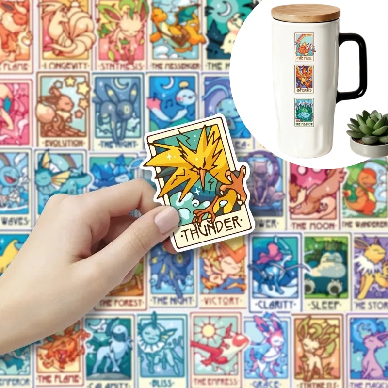Sticker Sheet Set - 90Pcs/pack Pokemon Eevee Pikachu Tarot Card