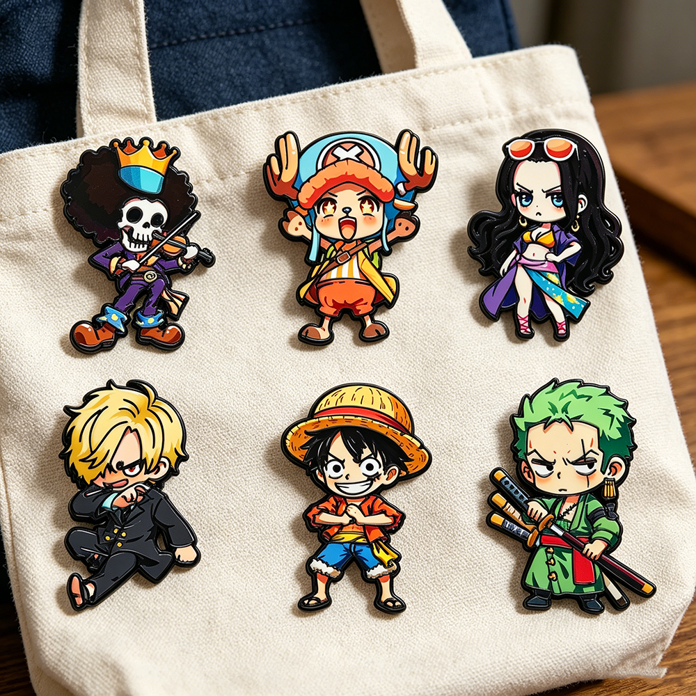 Anime One Piece Merchandise - 6pcs ONE PIECE Cartoon Character Brooches