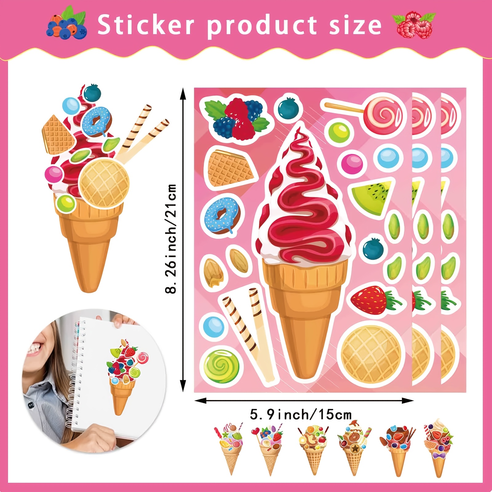 8 Sheets Ice Cream Stickers, C – Sticker Sheet Set Bewertung und Preis