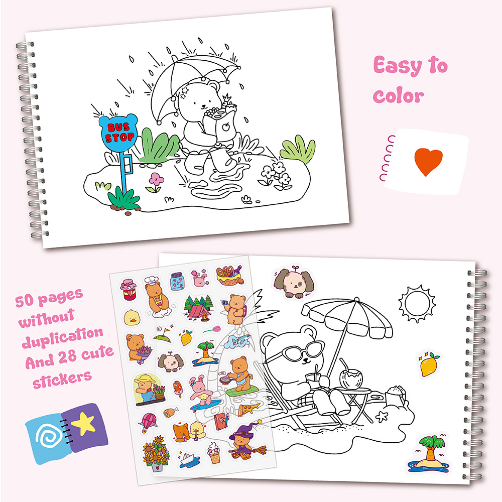 Adorable Bear Coloring Book Se – Sticker Sheet Set Bewertung und Preis